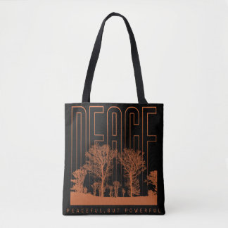 Black Orange Futuristic Peace Shoult Tote Bag Tasche