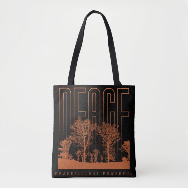 Black Orange Futuristic Peace Shoult Tote Bag Tasche (Vorderseite)