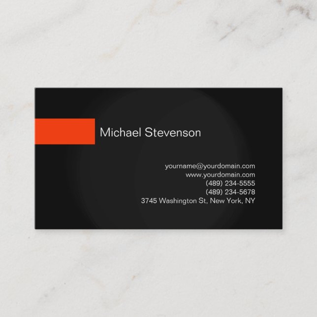 Black Orange Gray Consultant Business Card Visitenkarte (Vorderseite)