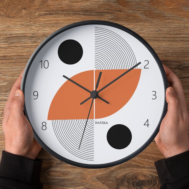 Black Orange Japan Art Minimalistischer Name Uhr (Von Creator hochgeladen)