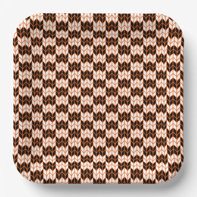 BLACK ORANGE KARO STRICK 9" Teller für Papiervorla (Vorderseite)