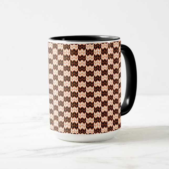 BLACK ORANGE KARO STRICK Tall Black Combo Tasse (VorderseiteRechts)