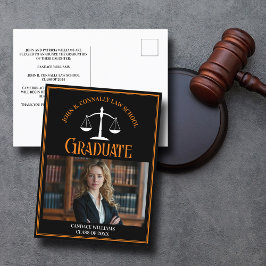Black Orange Law School Abschluss Foto Ankündigungspostkarte