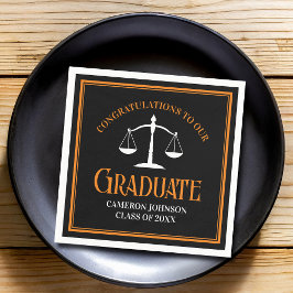 Black Orange Law School Custom Graduation Party Serviette