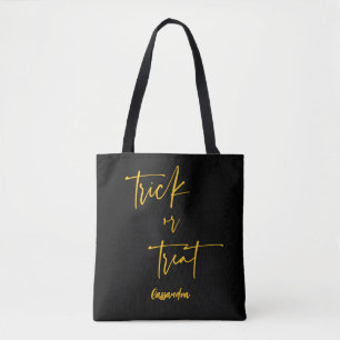 Black Orange Name Trick oder Treat Halloween Tasch Tasche