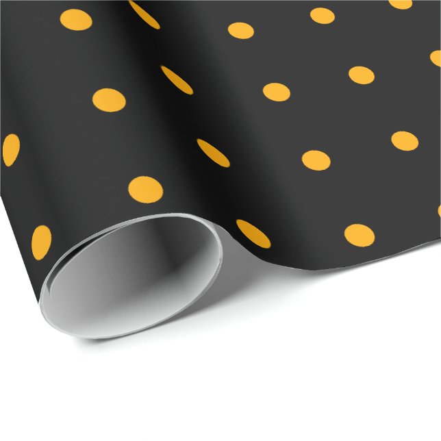 Black Orange Polka Dot Pattern Halloween Geschenkpapier (Rolleneckpunkt)