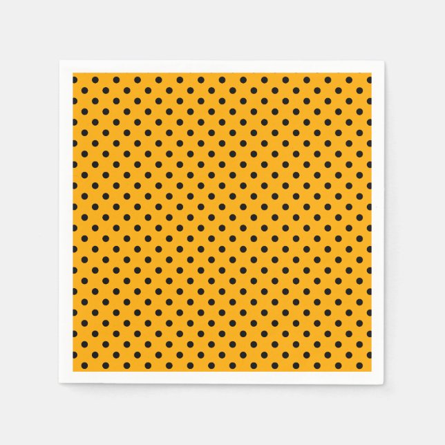 Black Orange Polka Dot Pattern Halloween Napkins Serviette (Vorderseite)