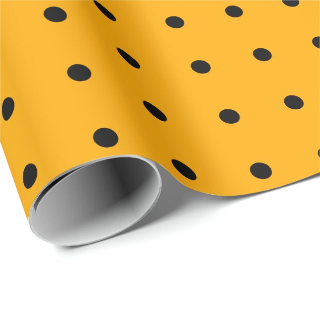 Black Orange Polka Dot Pattern Halloween Wrapping Geschenkpapier (Rolleneckpunkt)