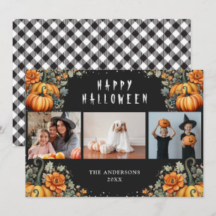 Black Orange Pumpkins Foto Happy Halloween Cards Feiertagskarte