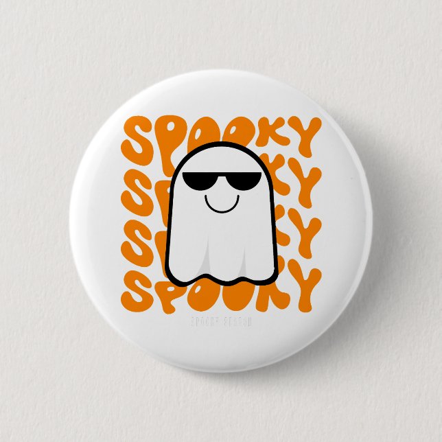 Black Orange Spooky Halloween Button (Vorderseite)
