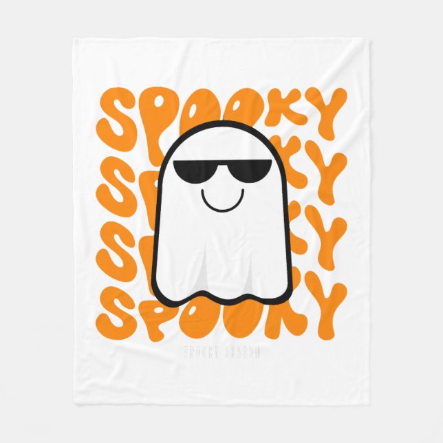 Black Orange Spooky Halloween Fleecedecke (Vorderseite)