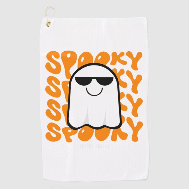 Black Orange Spooky Halloween Golfhandtuch (Vorderseite)