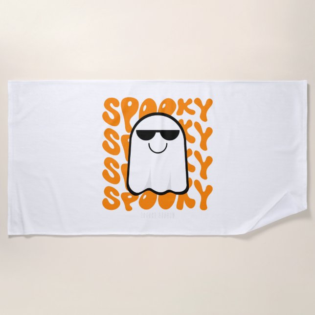 Black Orange Spooky Halloween Strandtuch (Vorderseite)