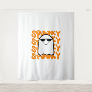 Black Orange Spooky Halloween Wandteppich