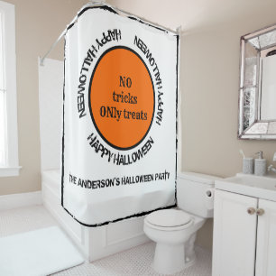 Black Orange Spooky Typografie Happy Halloween Duschvorhang