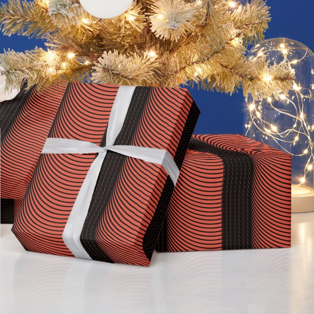 Black Orange Stripes Halloween Erntedank Fall Geschenkpapier (Feiertage)