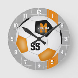 black orange team colors varsity stripes soccer runde wanduhr