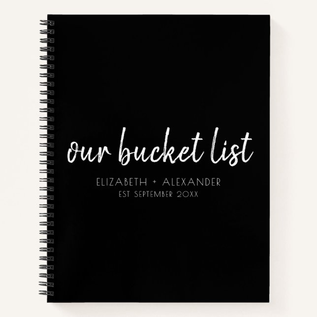 Black Our Bucket List Couples Keepsaké Journal (Devant)
