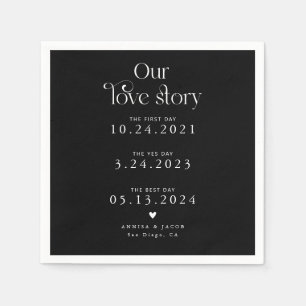 Black Our Liebe Story Retro Wedkin Napkin Serviette