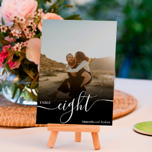 Black Overlay Chic Skriptnamen Fotos Hochzeit Tischnummer