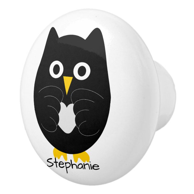 Black Owl Design Personalisiert Keramikknauf (Rechts)