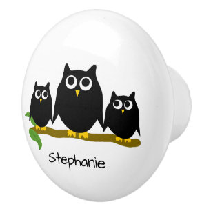 Black Owl Design Personalisiert Keramikknauf