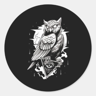 Black Owl Tatto Illuminati Runder Aufkleber