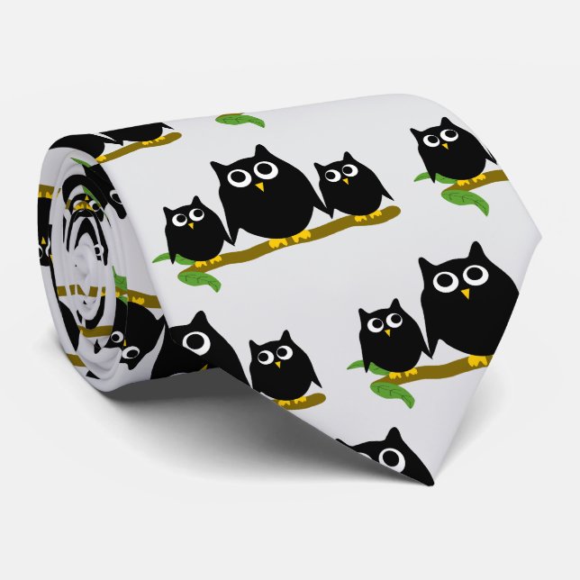 Black Owls Design Any Colour Background Krawatte (Gerollt)