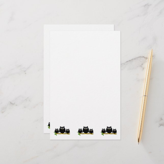 Black Owls Design Briefpapier (Vorderseite/Rückseite Beispiel)