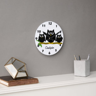 Black Owls Design Personalisiert Runde Wanduhr