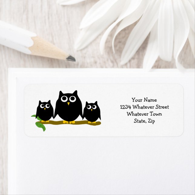 Black Owls Design Return Address (Insitu)