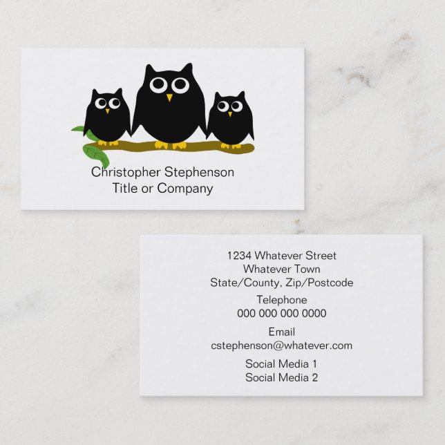 Black Owls Design Visitenkarte (Vorne/Hinten)