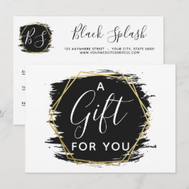 Black Paint Stroke & Modern Gold Certificate Card Einladung