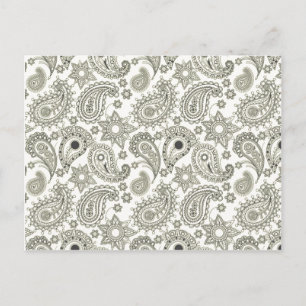 Black Paisley auf Weiß Postkarte