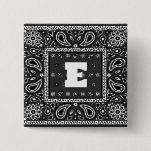 Black Paisley Bandana Birthday Hip Hop Rap Scarf Button