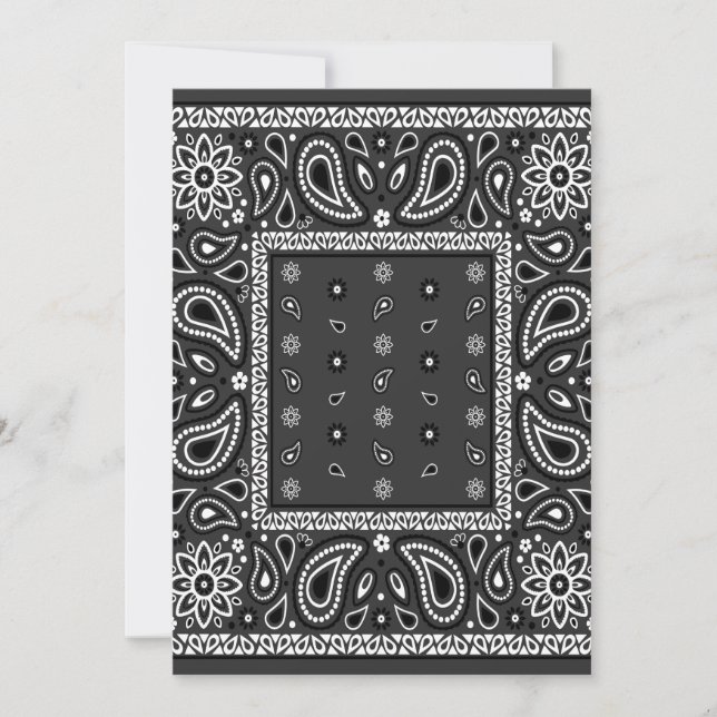 Black Paisley Bandana Birthday Hip Hop Rap Scarf Einladung (Vorderseite)