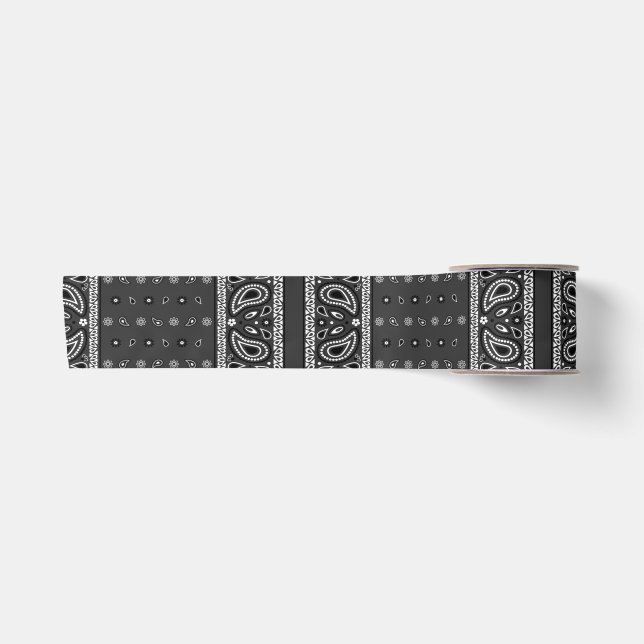 Black Paisley Bandana Birthday Hip Hop Rap Scarf Satinband (Vorderseite)