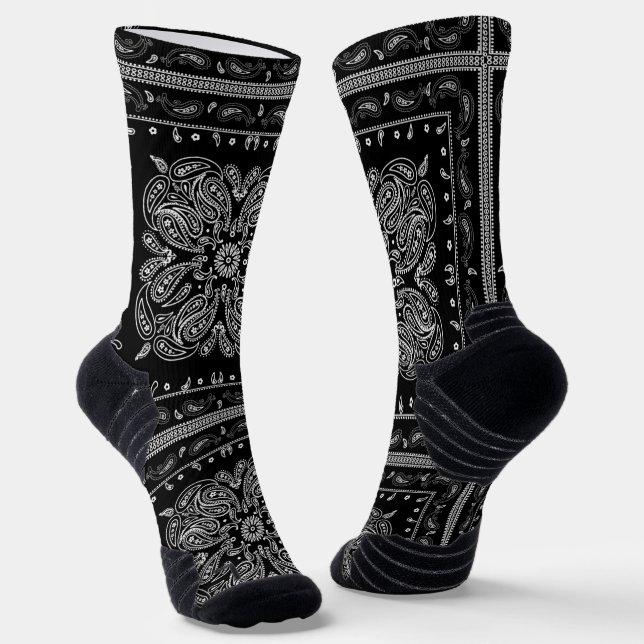 Black Paisley Bandana Print Socken (Gewinkelt)
