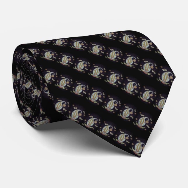 Black Paisley Strip Indian Pattern Krawatte (Gerollt)