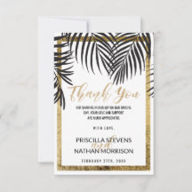 Black Palm Tree Fronds Gold Border Modern