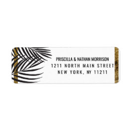 Black Palm Tree Fronds Gold Border Moderne Adresse