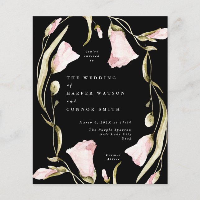 Black Pampas Boho Wildblume Wedding Flyer (Vorne)