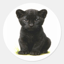 Black Panther Cube mit Big Eyes Runder Aufkleber