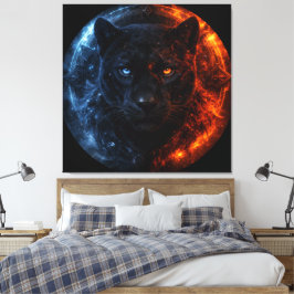Black Panther – Fire & Ice | Mystical Animal Fanta Leinwanddruck
