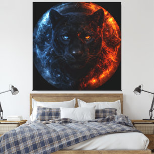Black Panther – Fire & Ice Mystical Animal Fanta Leinwanddruck