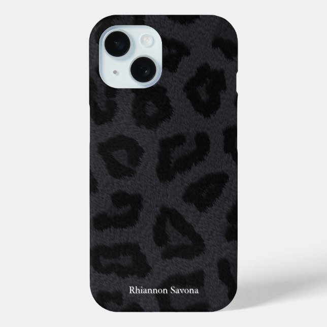 Black Panther Fur mit Namen iPhone 15 Hülle (Rückseite)