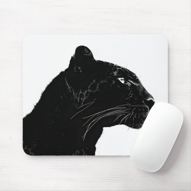 Black Panther Head Minimalismus Mousepad (Mit Mouse)
