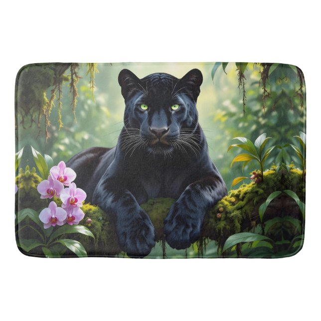 Black Panther in the Jungle Badematte (Vorderseite)
