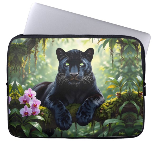 Black Panther in the Jungle Laptopschutzhülle (Vorderseite)