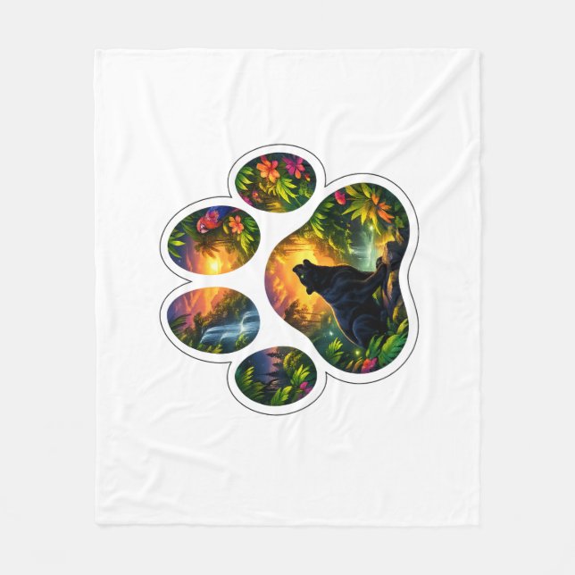 Black Panther Jungle Paw Design Fleecedecke (Vorderseite)